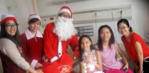 FV hospital santa claus gives away presents to children