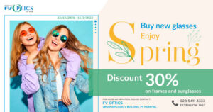 Buy new glasses, enjoy spring, with 30% off frames and sunglasses at FV Optics