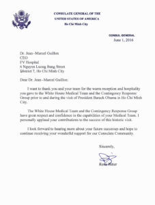 U.S. consulate general thanks FV hospital after President Obama’s visit